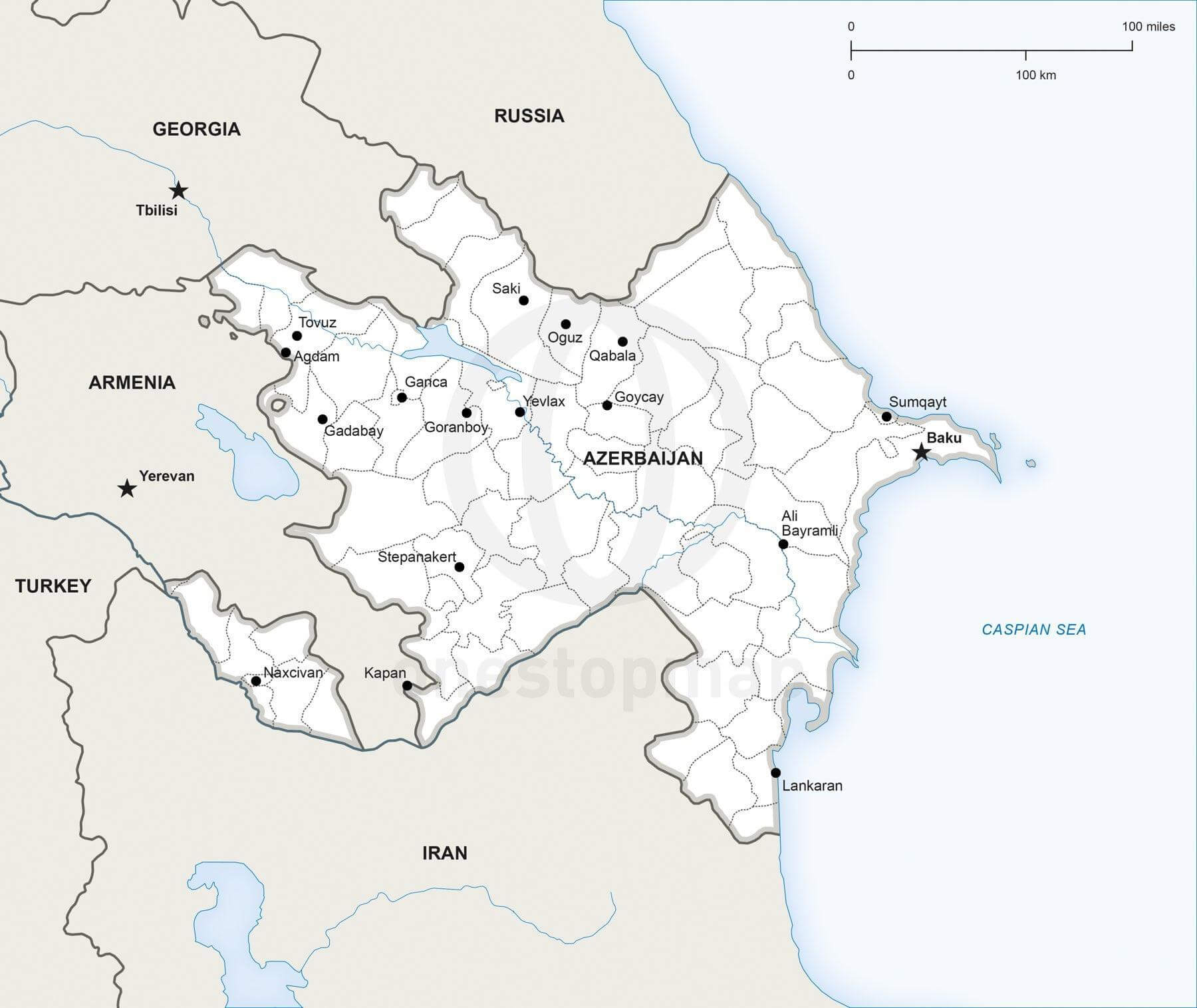 Map of Azerbaijan political