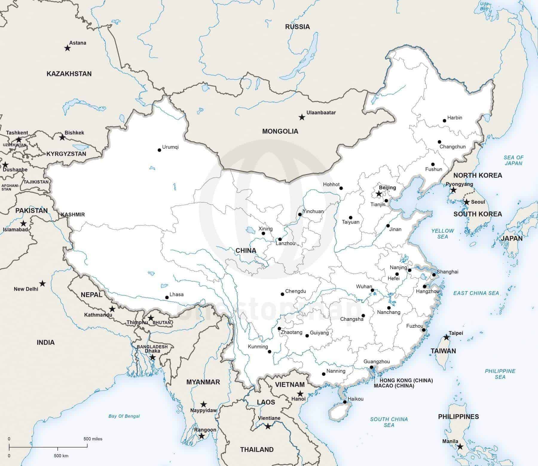 Vector map of China political