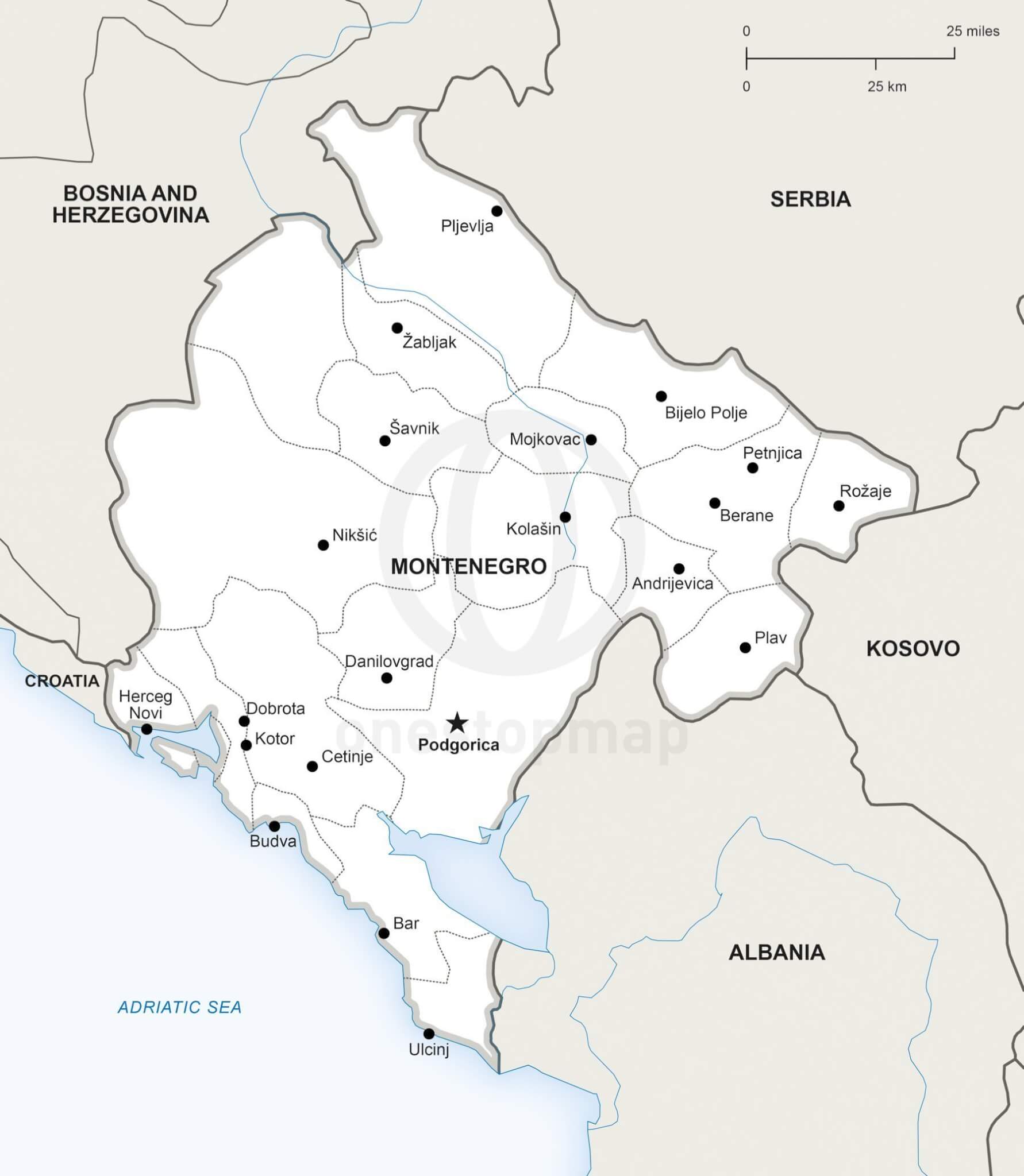 Map of Montenegro political