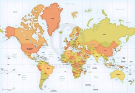 Map of World political Mercator Europe-Africa centered