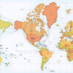Map of World political Mercator America centered