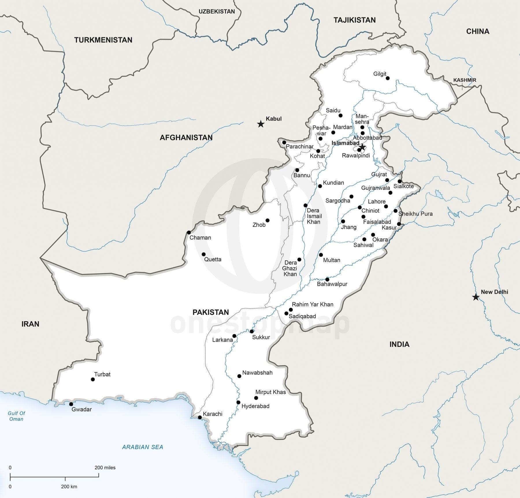 Vector Map Of Pakistan Political One Stop Map