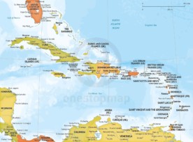 Map of Caribbean political bathymetry
