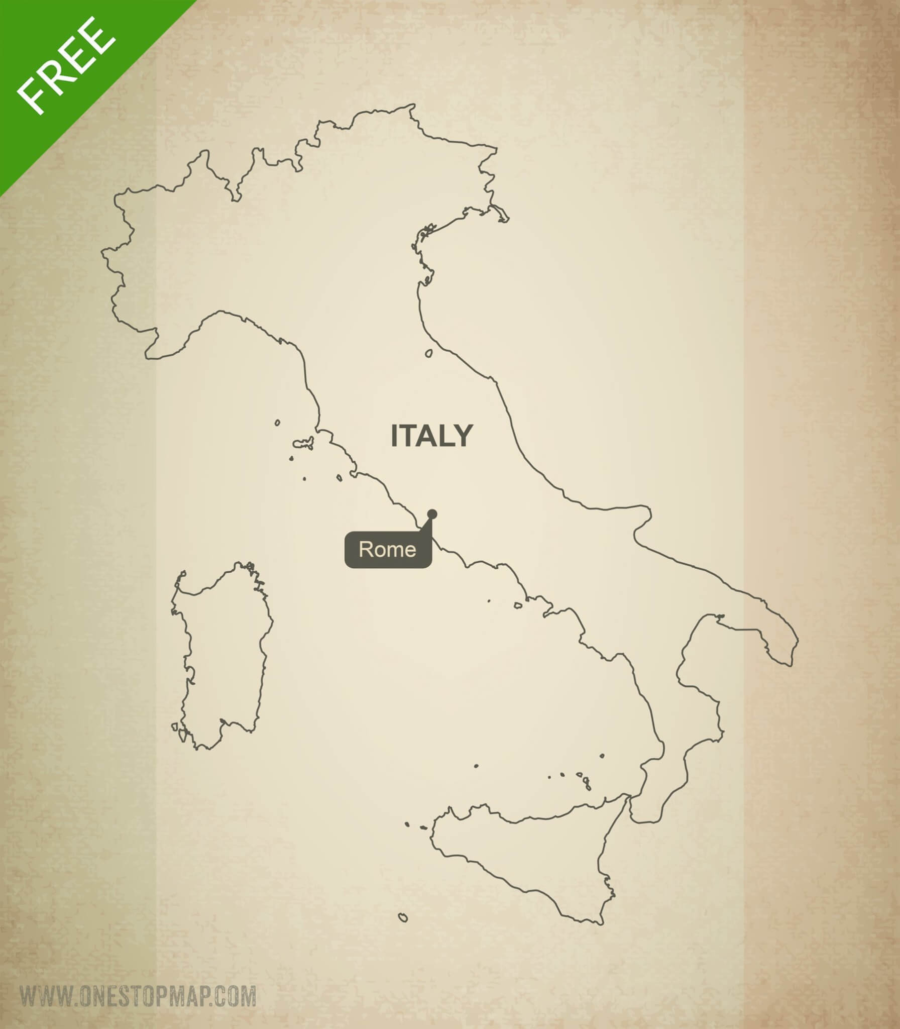 Map of Italy outline