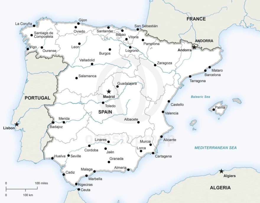 Map of Spain political