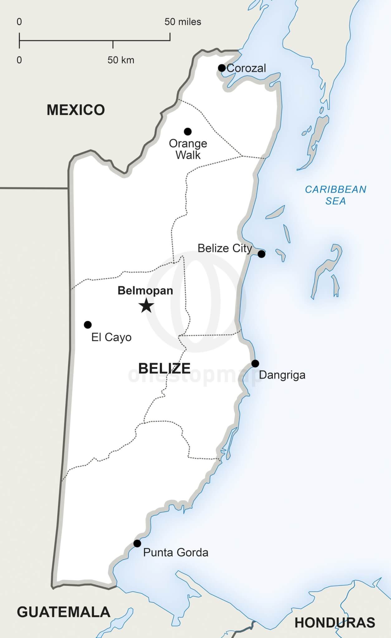 Map of Belize political