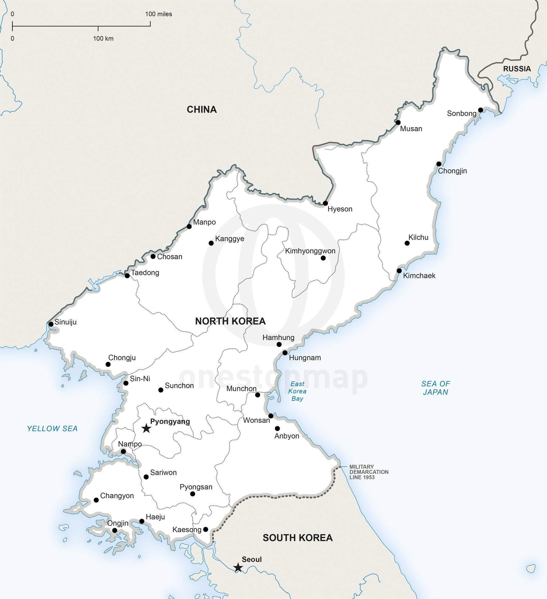 Map of North Korea political