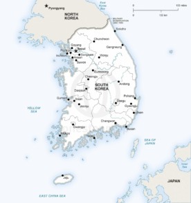 Map of South Korea political