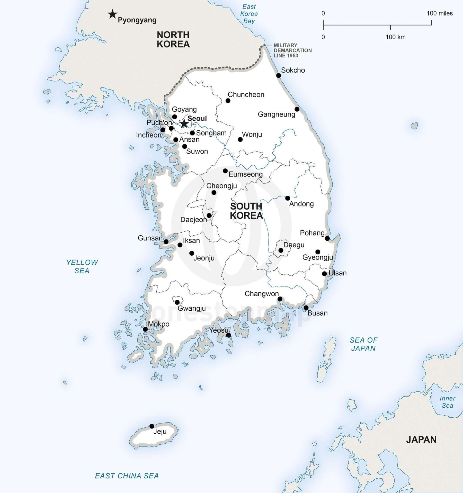 Map of South Korea political