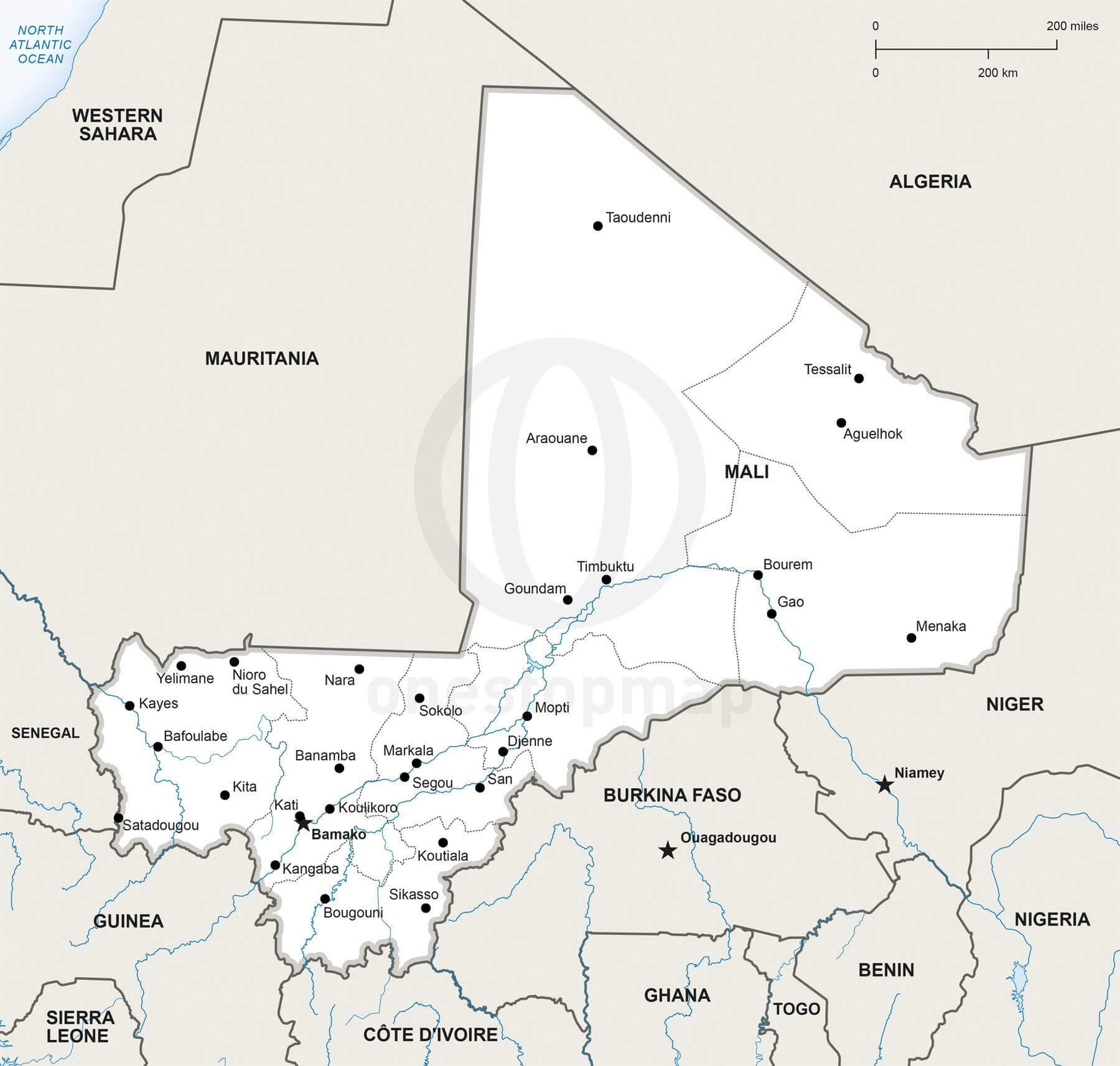 Map of Mali political