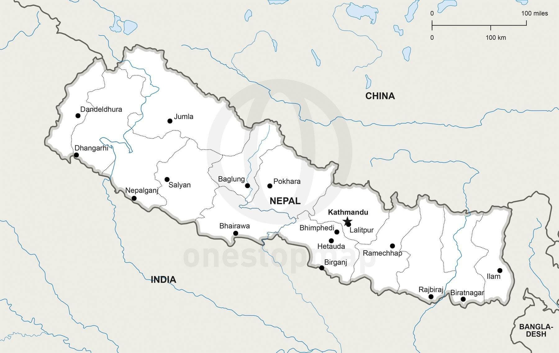 Vector Map Of Nepal Political One Stop Map