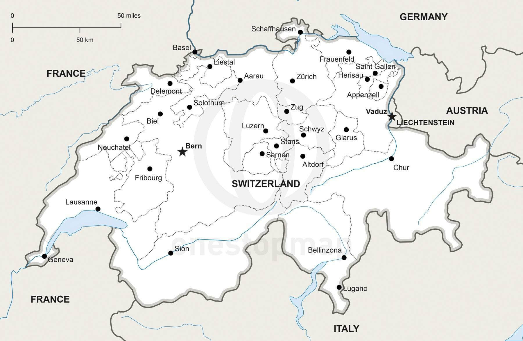 Vector Map Of Switzerland Political One Stop Map
