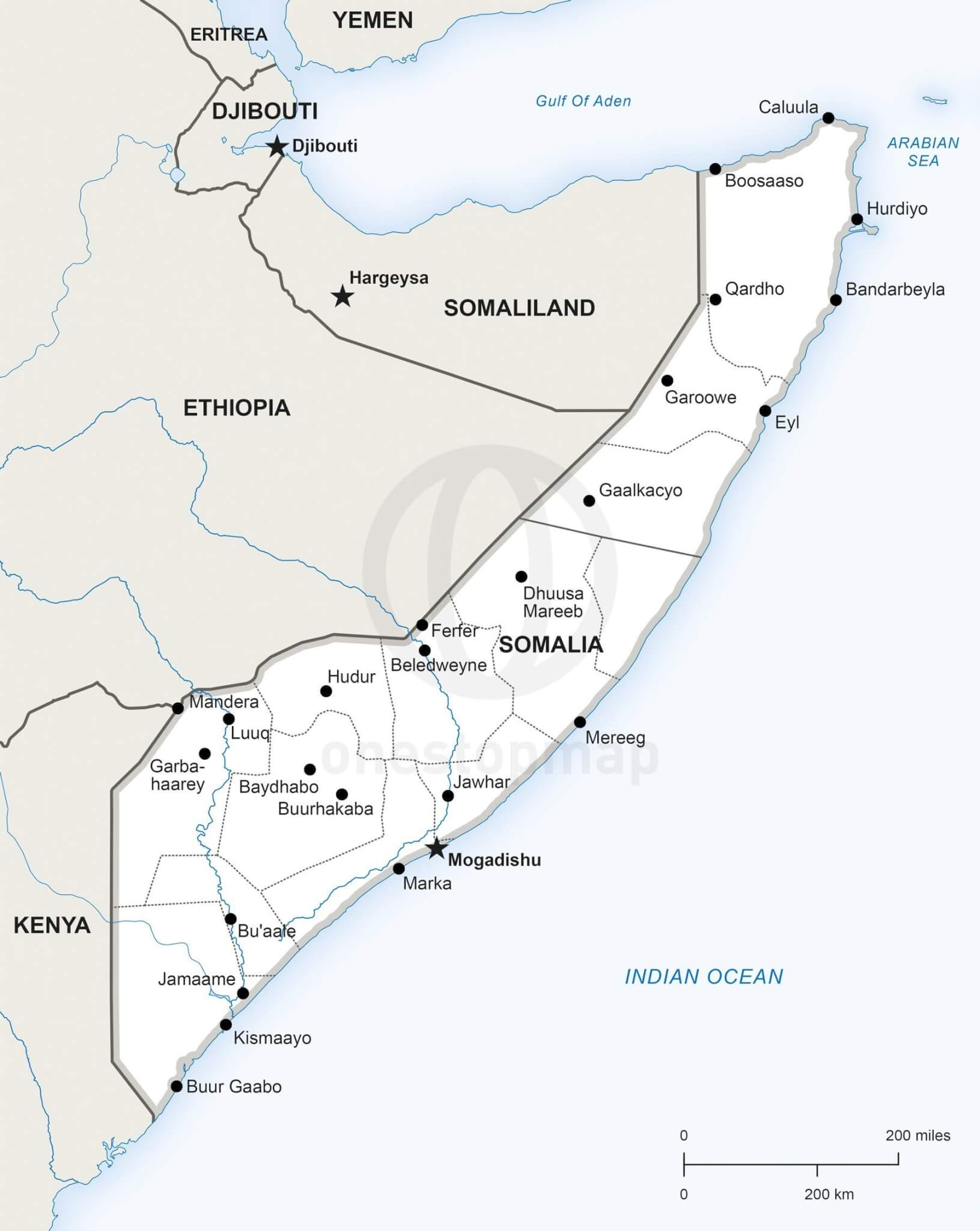 Map of Somalia political