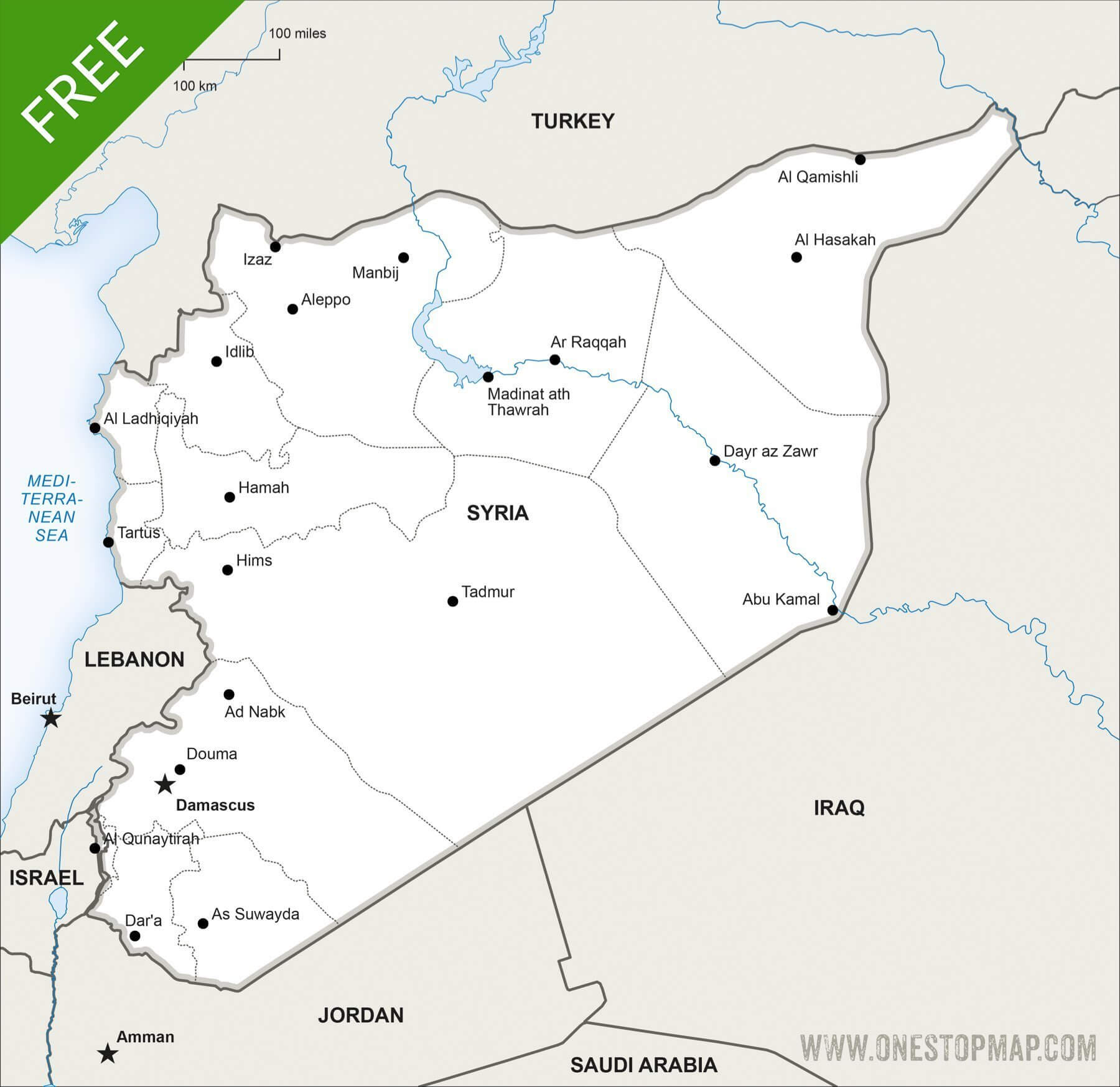 Map of Syria political