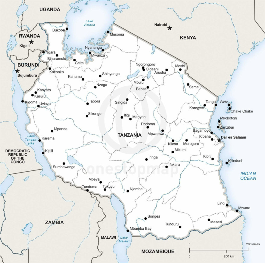 Map of Tanzania political