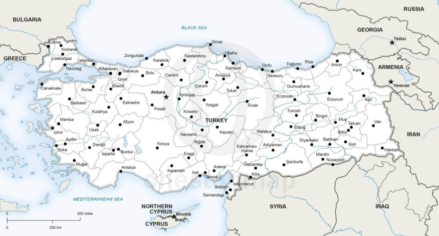 Map of Turkey political