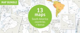 Map bundle South America countries political