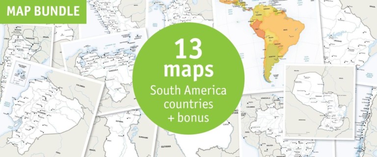 Map bundle South America countries political