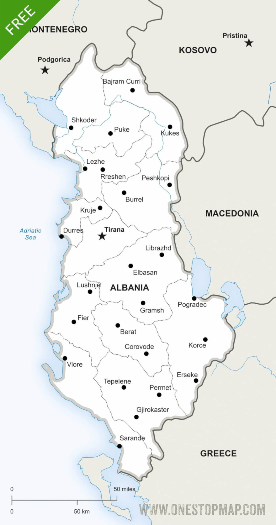 Map of Albania political
