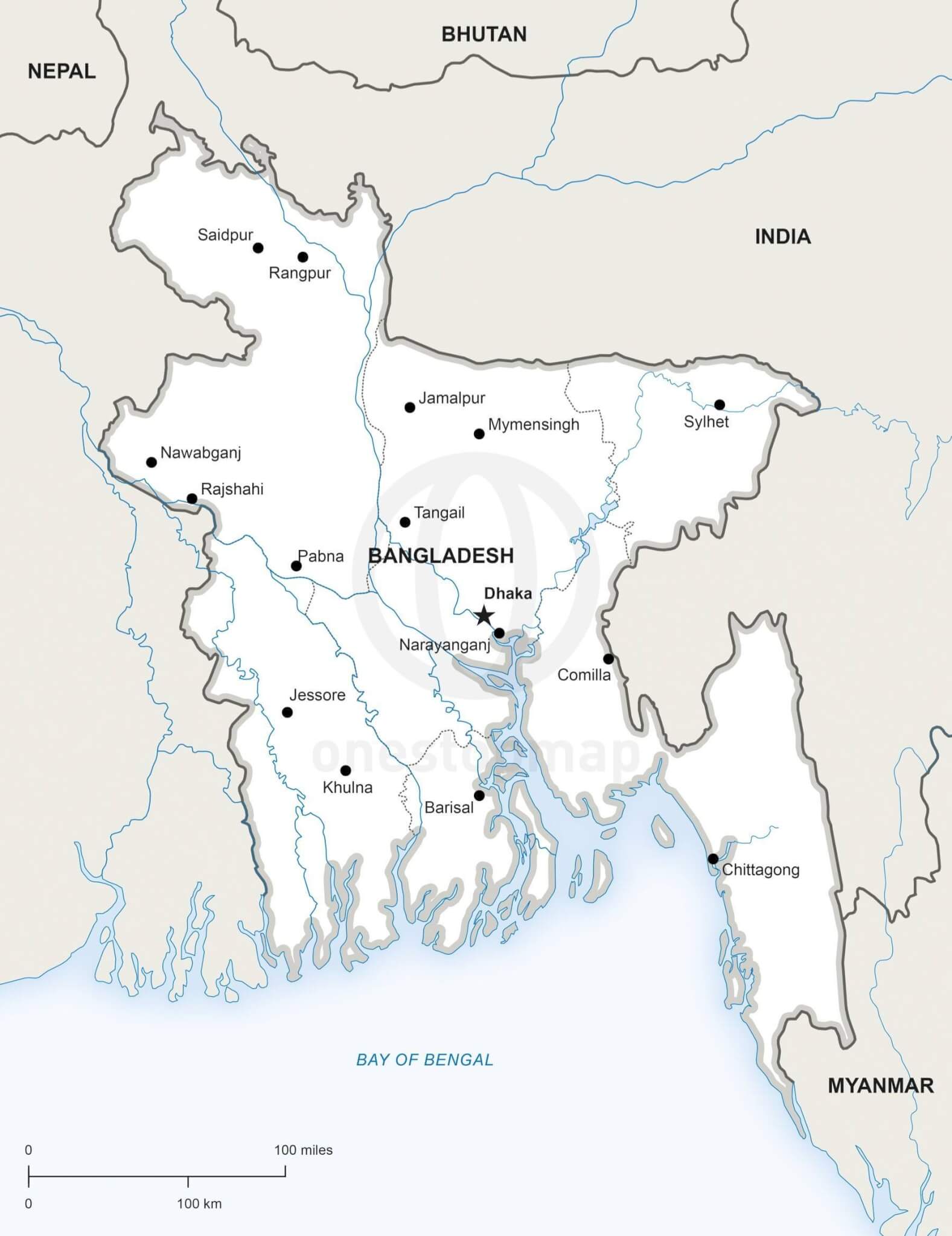 Map of Bangladesh political