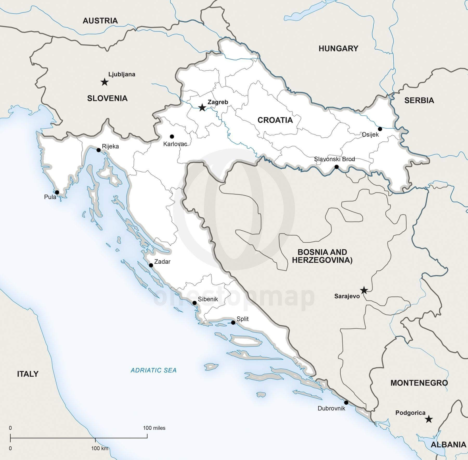 Map of Croatia political
