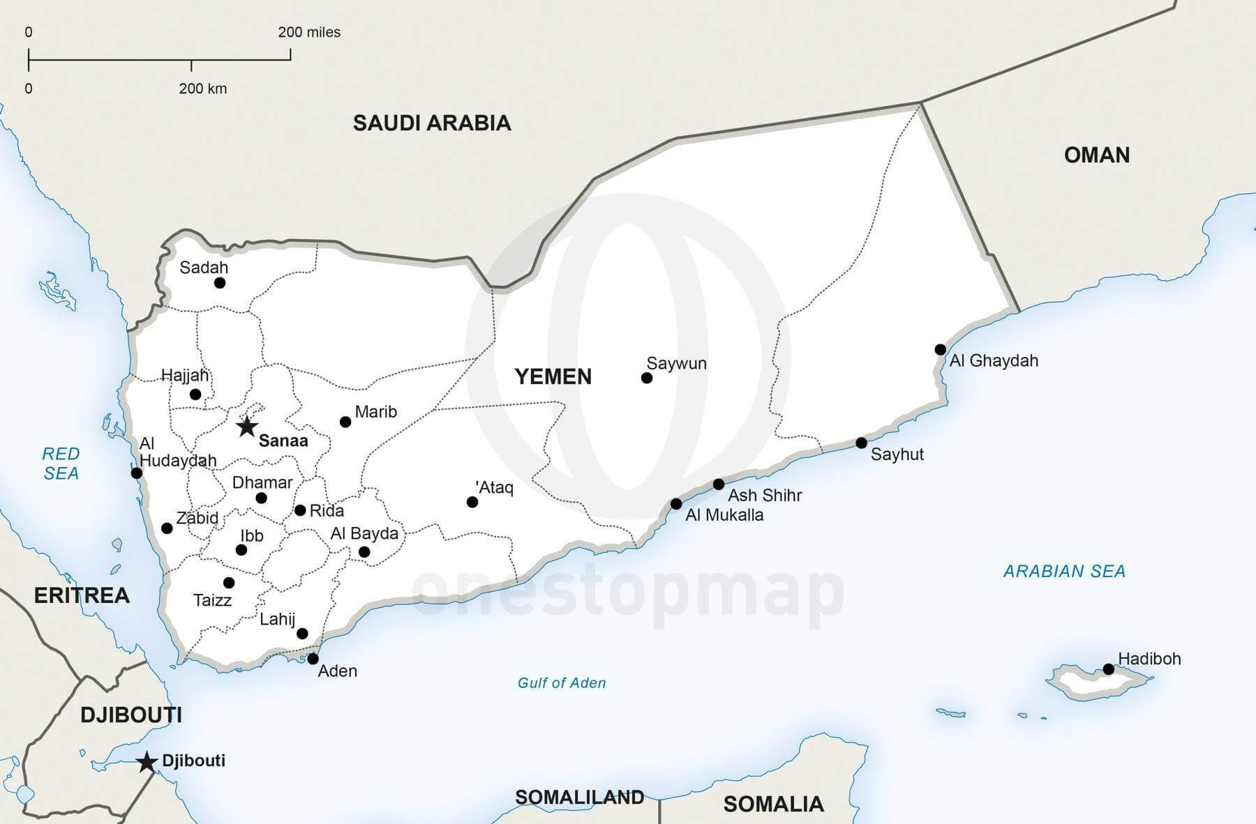 Map of Yemen political