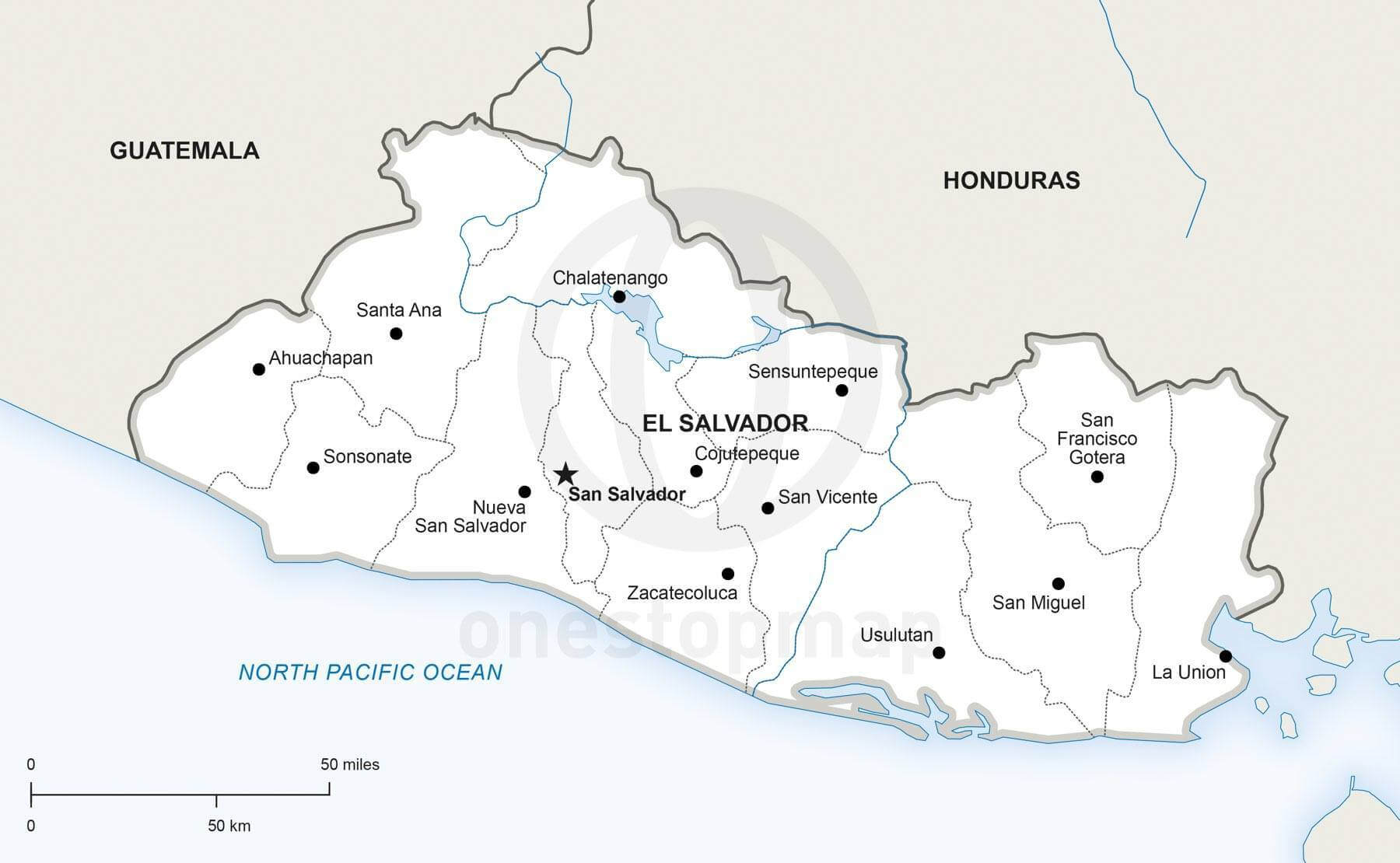 Vector Map Of El Salvador Political One Stop Map