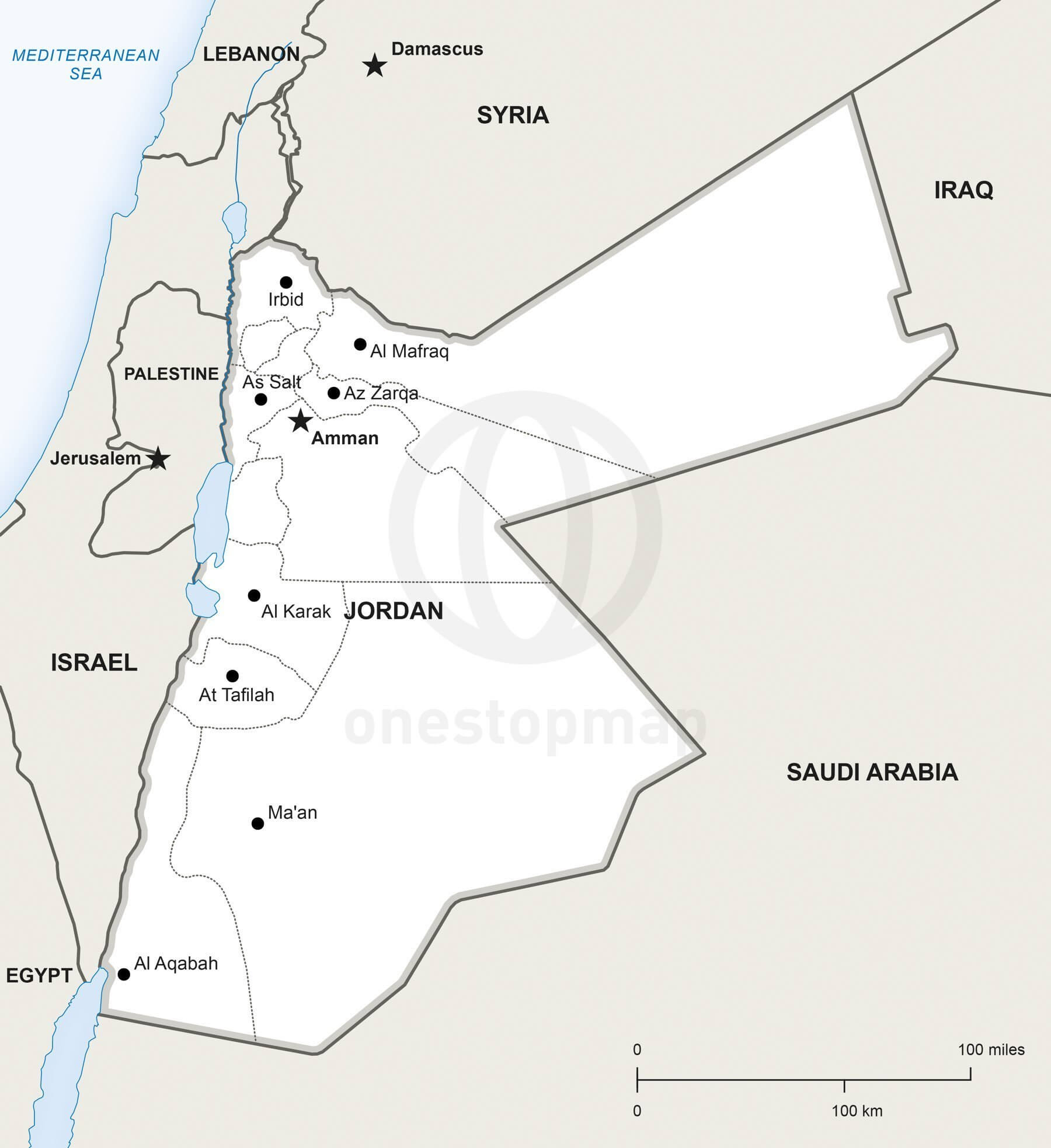Map of Jordan political