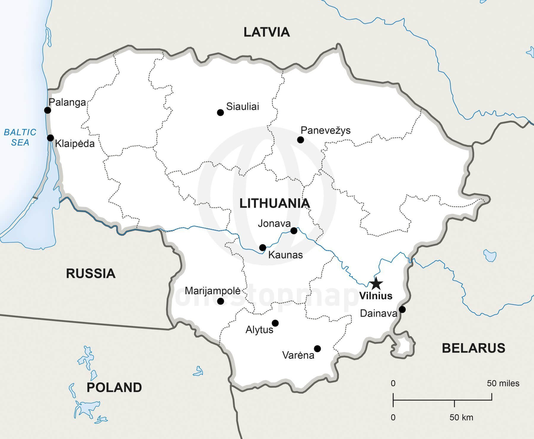 Map of Lithuania political