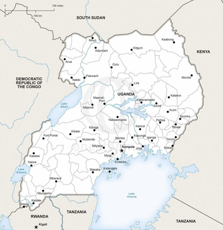 Map of Uganda political