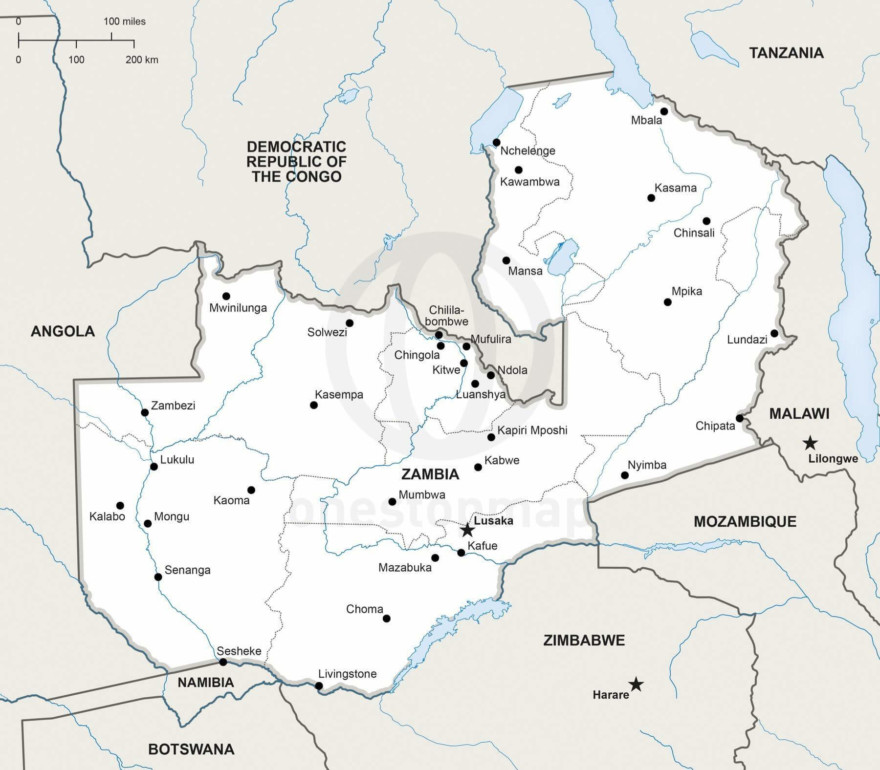 Map of Zambia political