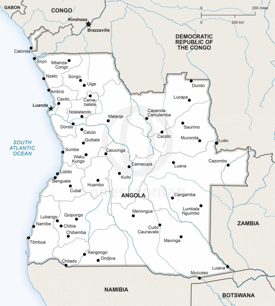 Map of Angola political