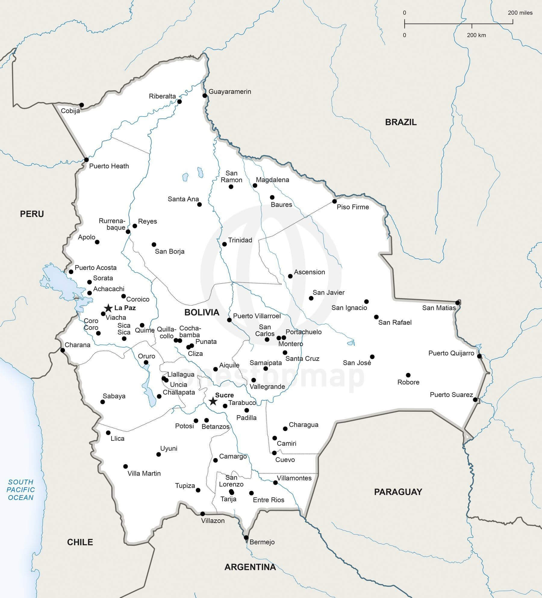 Map of Bolivia political