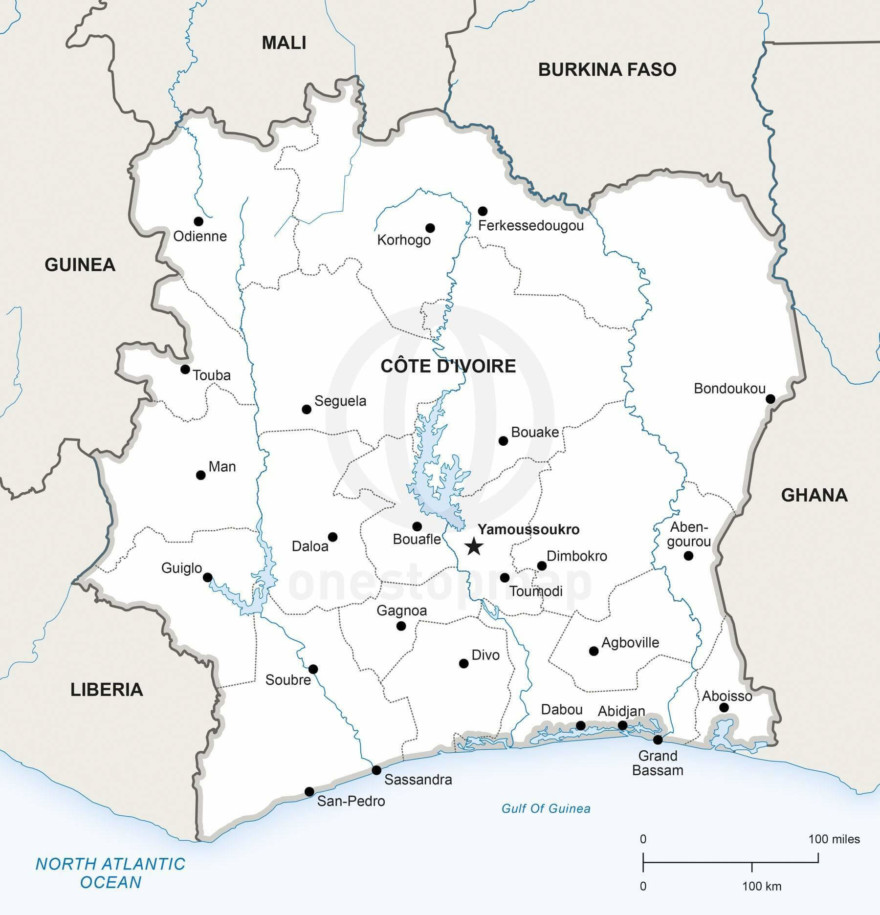 Map of Côte d’Ivoire political