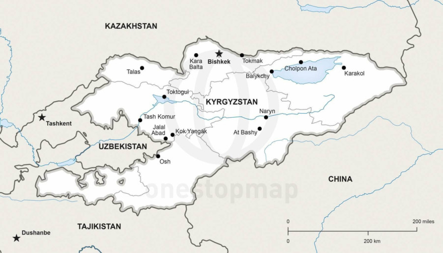 Map of Kyrgyzstan political