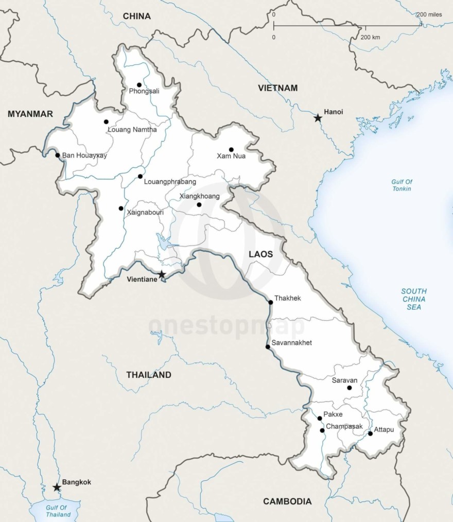 Map of Laos political