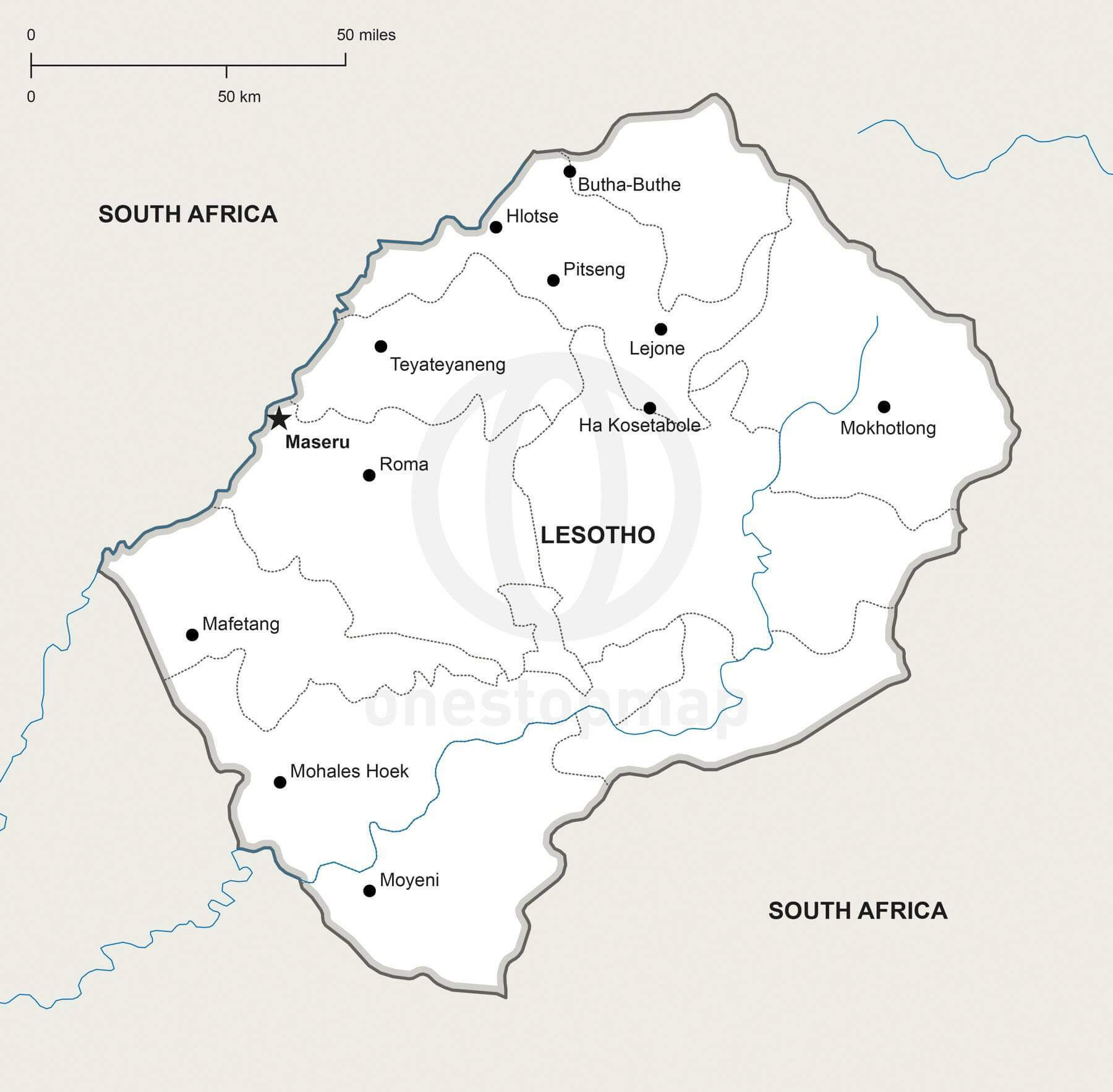 Map of Lesotho political