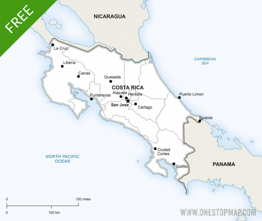 Map of Costa Rica political