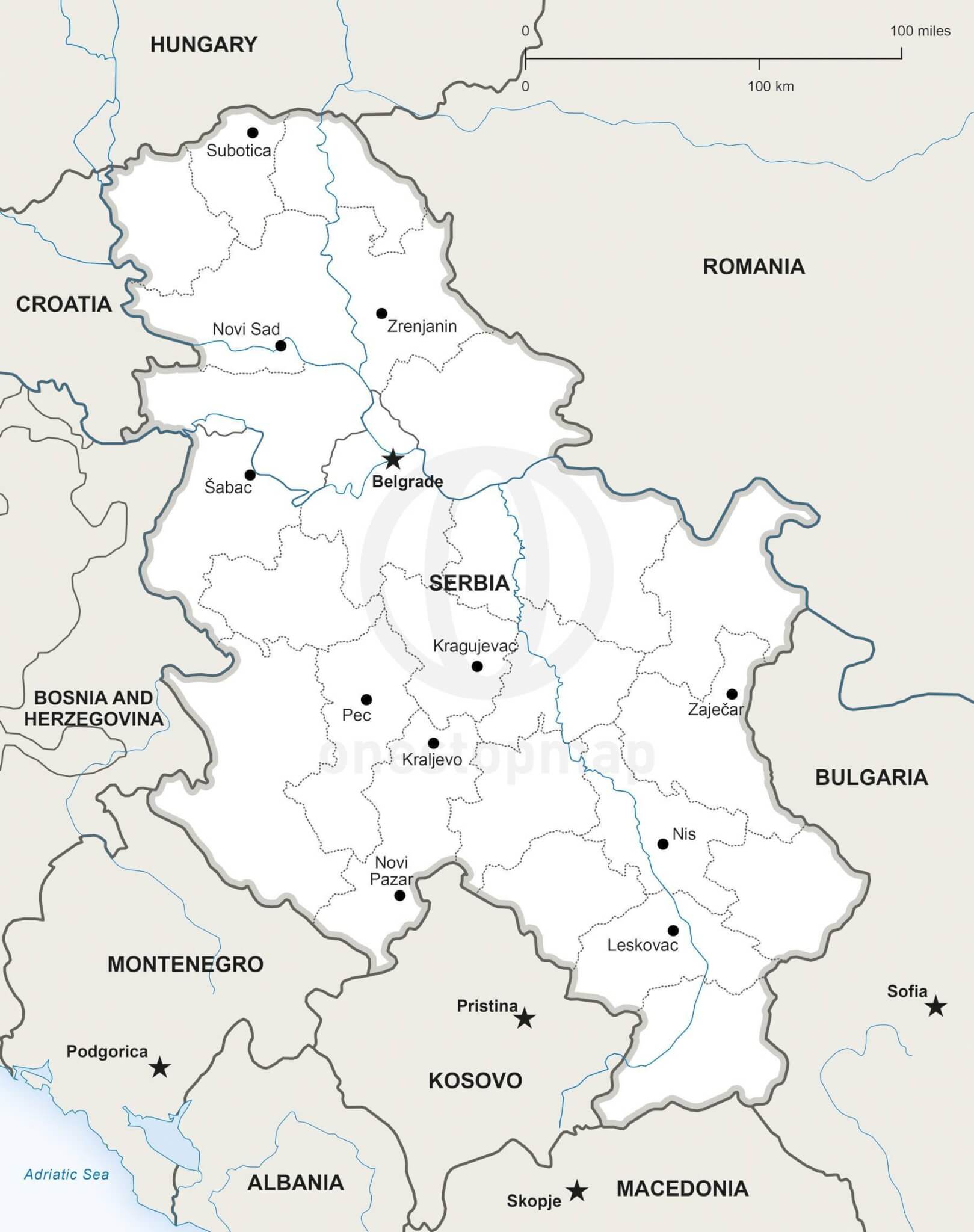 Map of Serbia political