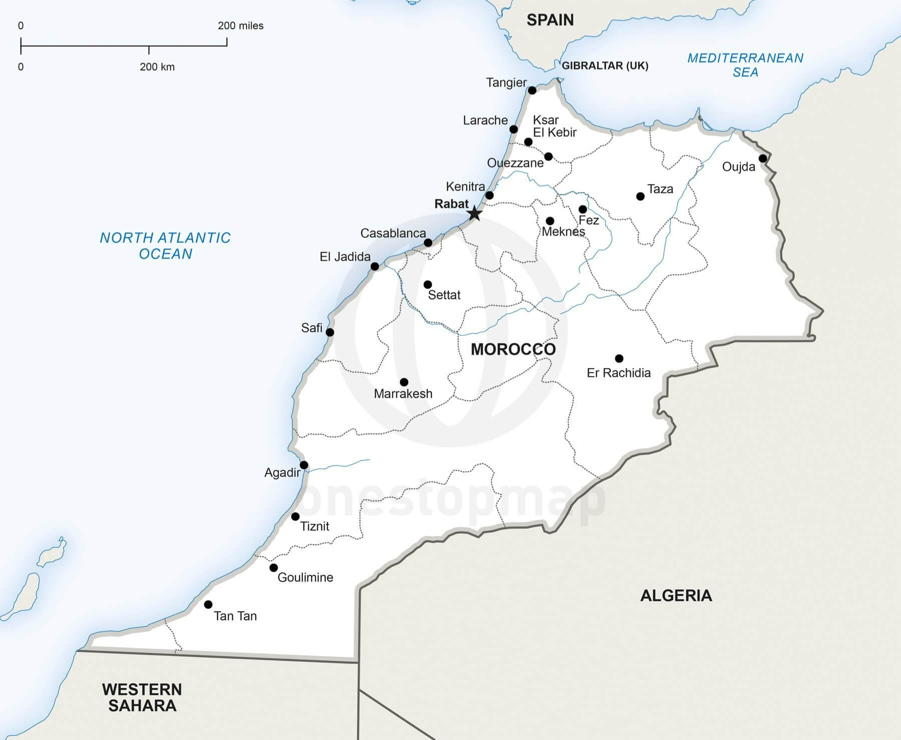 Vector Map Of Morocco Political One Stop Map