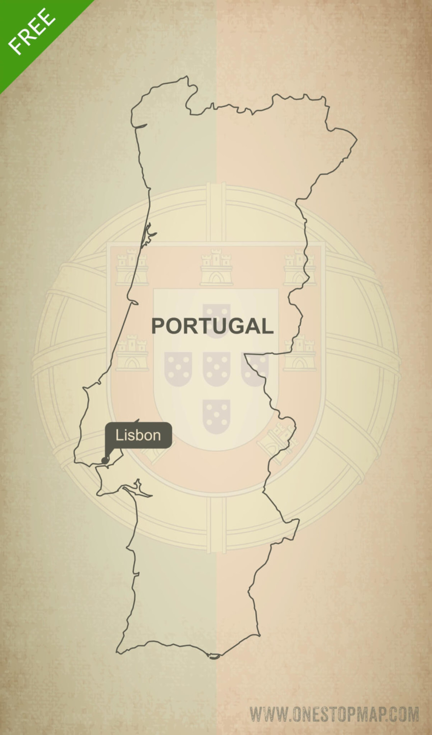Free vector map of Portugal outline
