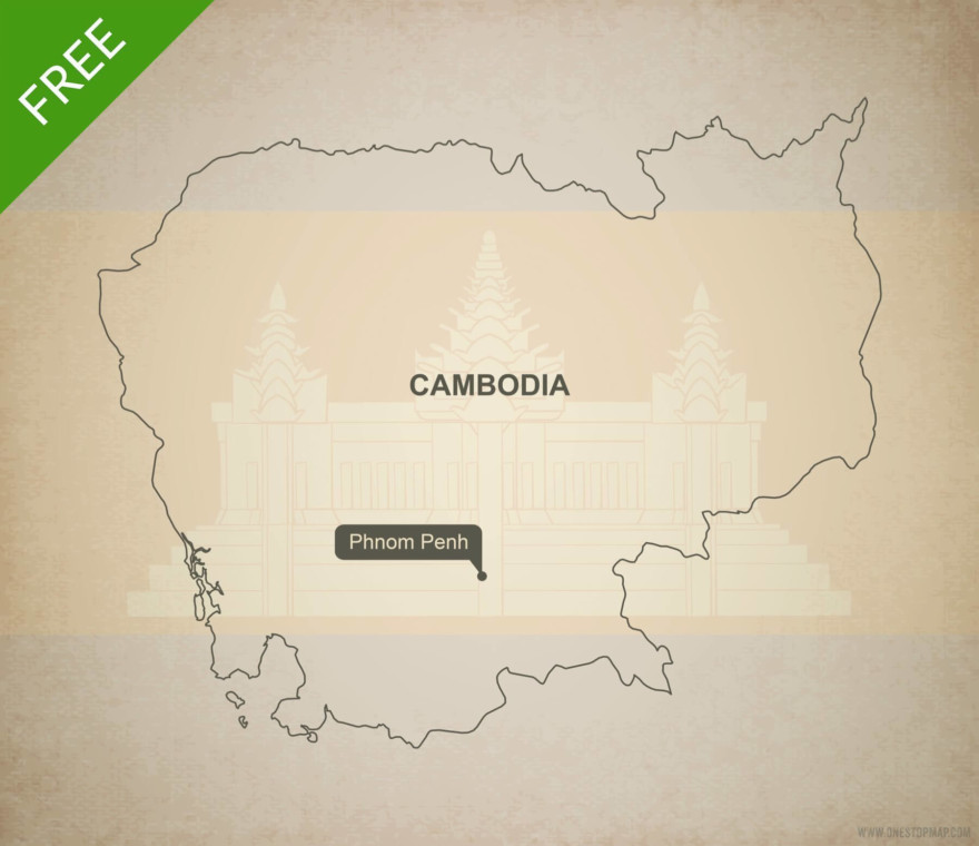 Free vector map of Cambodia outline