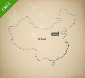 Free vector map of China outline
