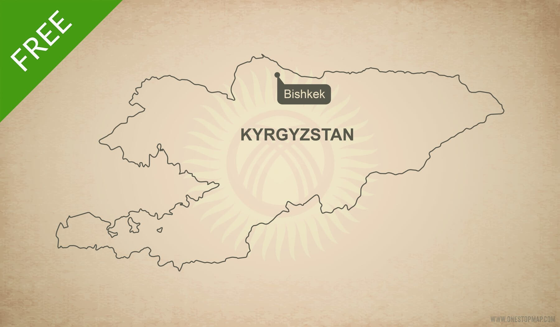 Free vector map of Kyrgyzstan outline