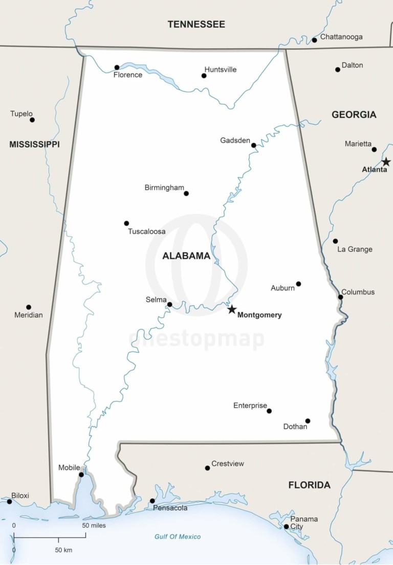 Vector map of Alabama political