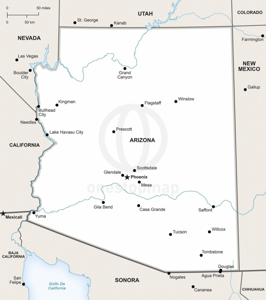 Vector map of Arizona political