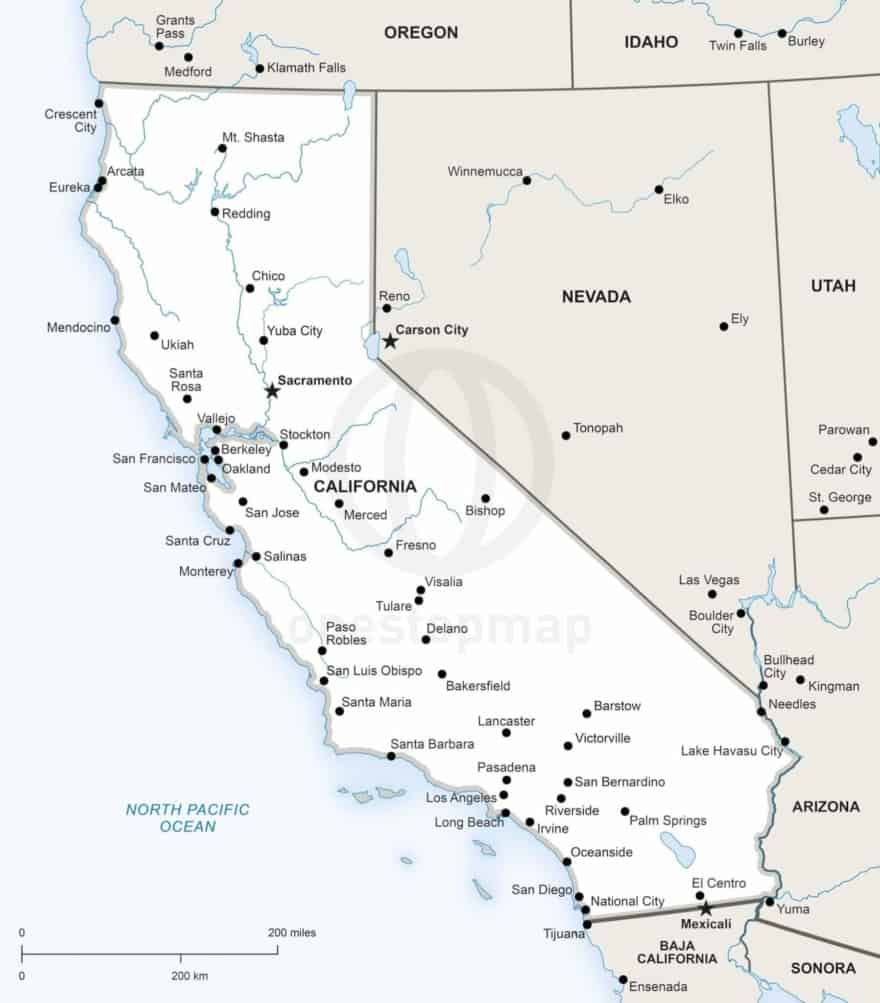 Vector map of California political