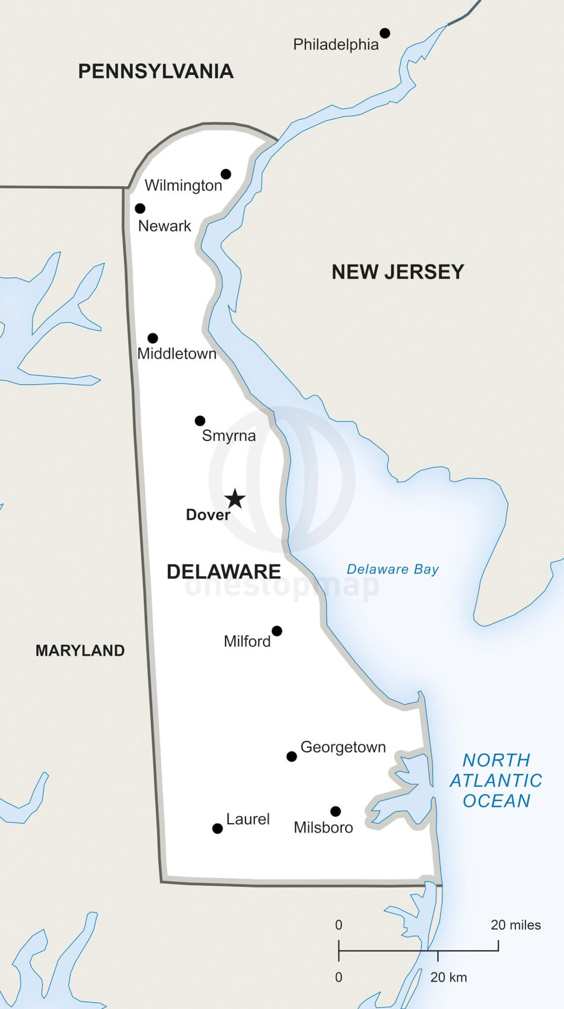 Vector map of Delaware political