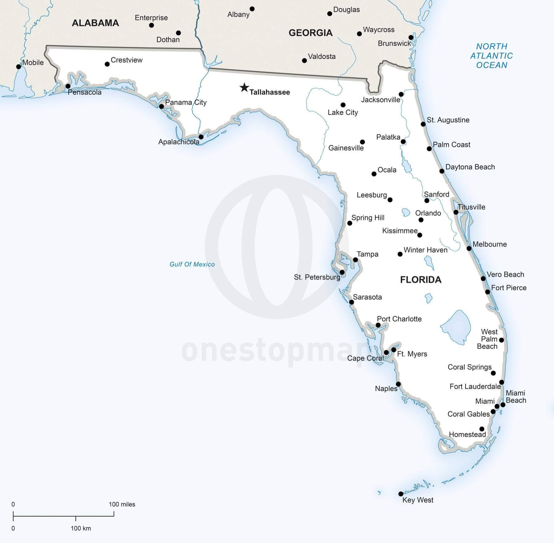 Vector Map Of Florida Political One Stop Map