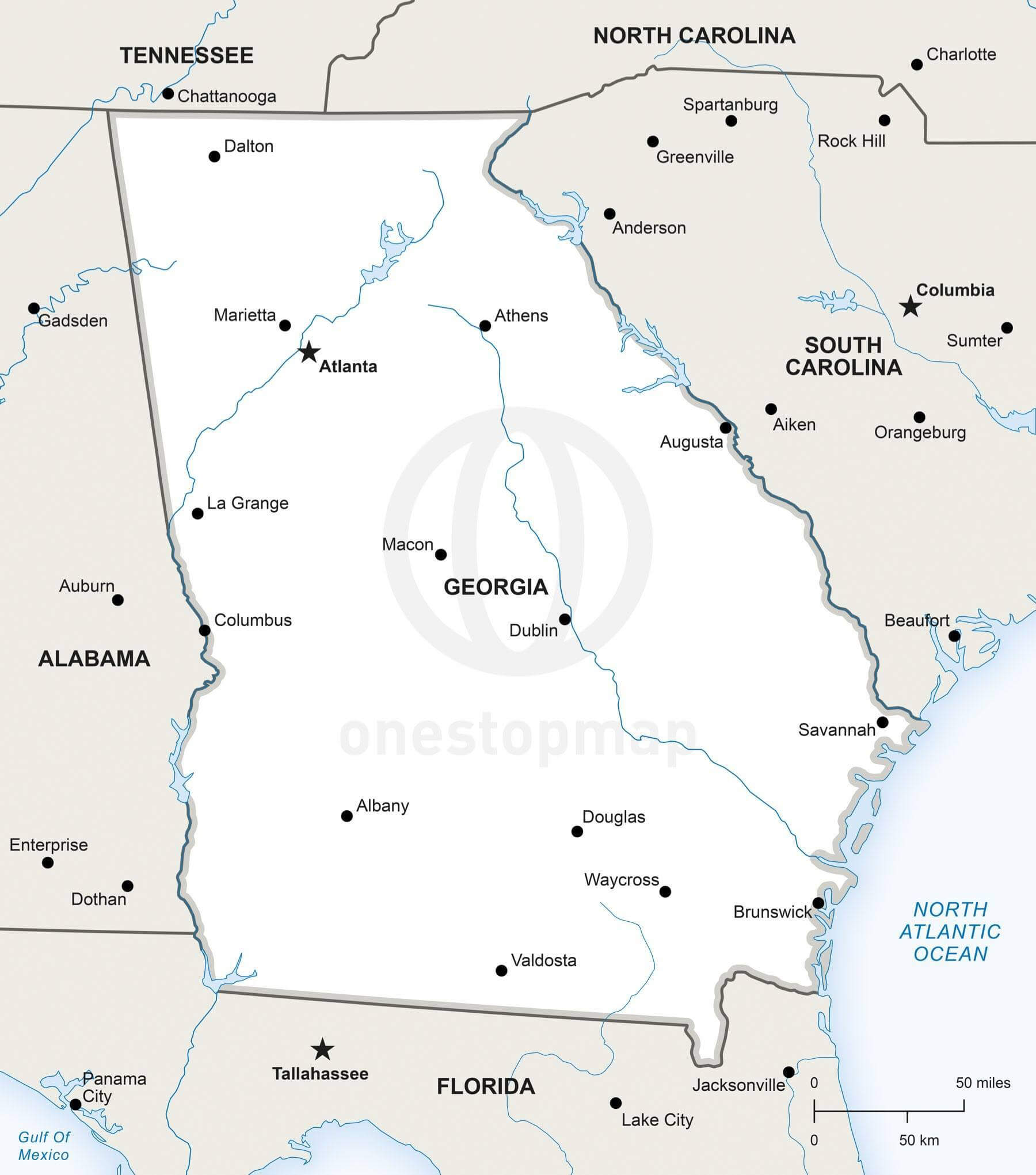 Vector Map Of Georgia U S State Political One Stop Map
